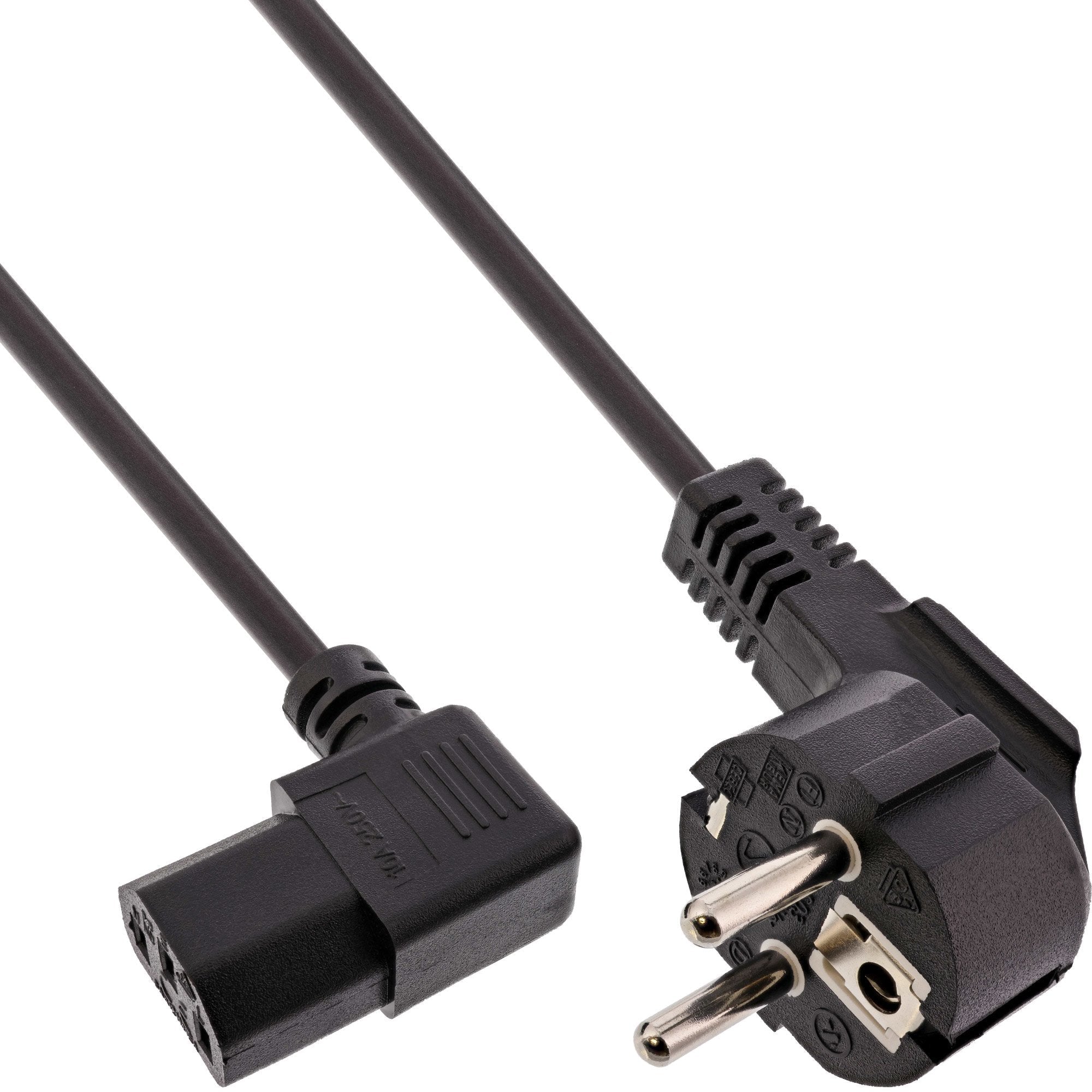 Cable De Alimentación Inline Tipo F Acodado C13 Acodado Negro 1m