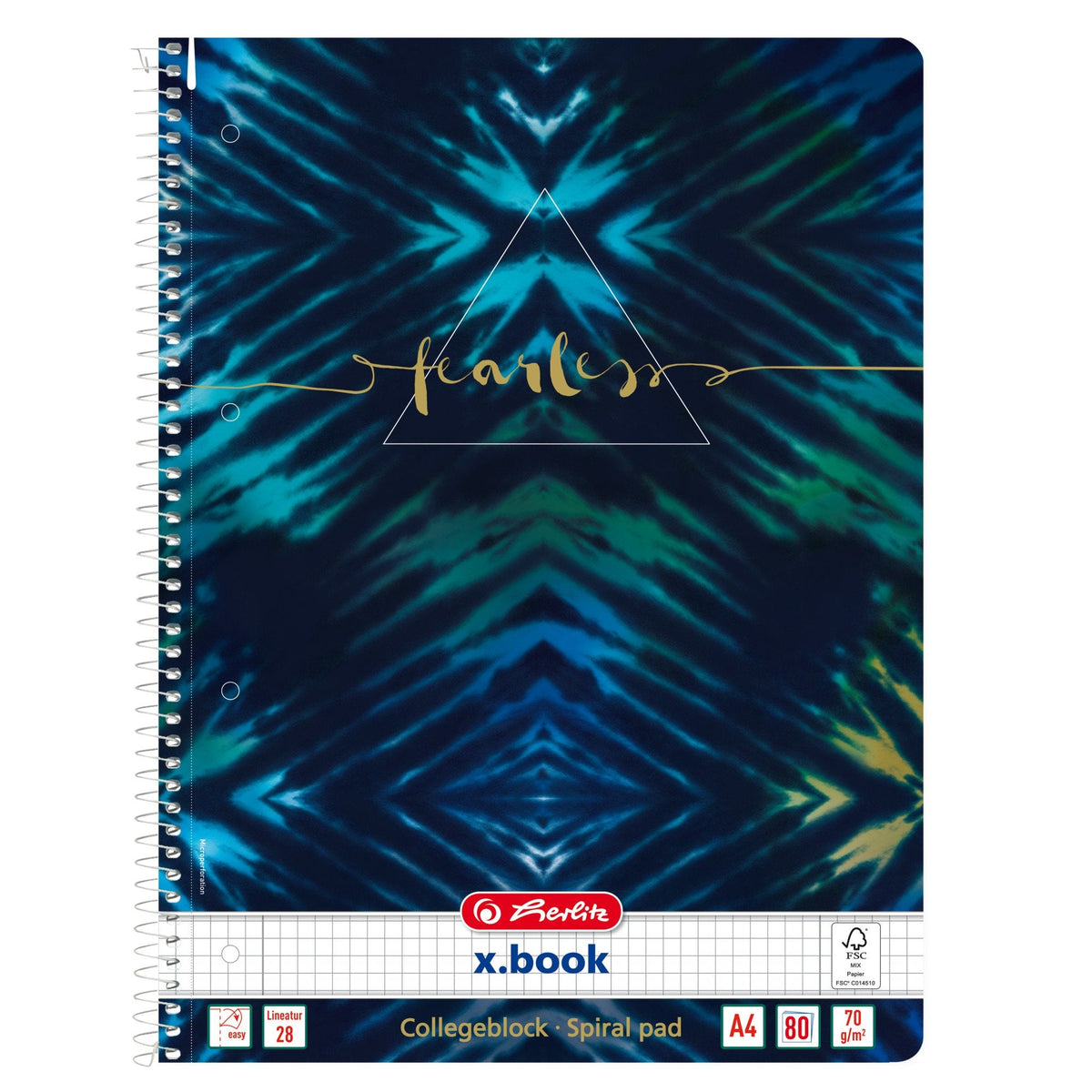 Herlitz New Batik Fearless Cuaderno Y Block A4 80 Hojas Azul, Marina