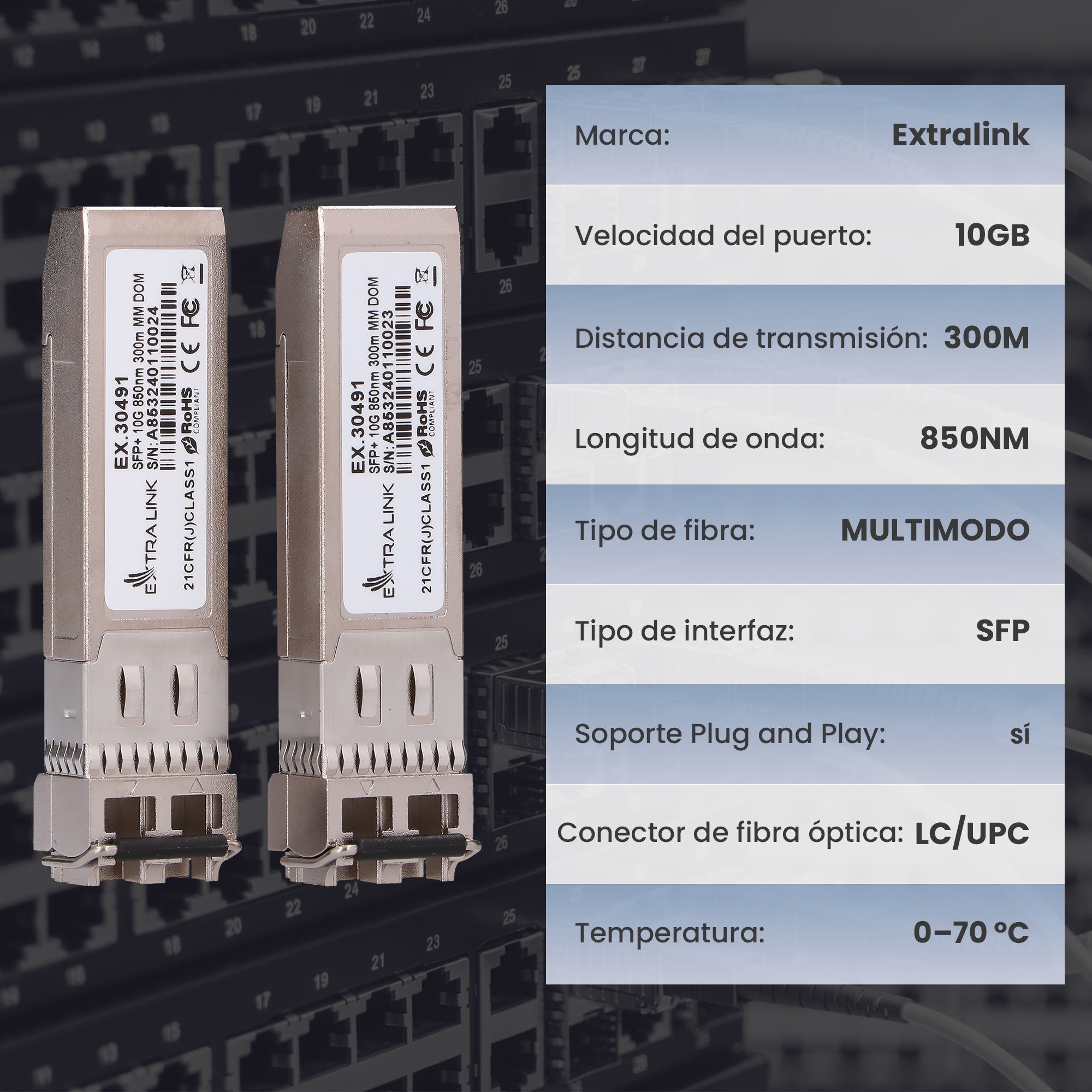 Extralink Sfp+ 10g 850nm Mm 300m 2-Pack