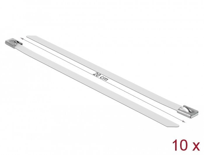 Delock Edelstahlcablebinder L 200 X B 7,9 Mm Weiss 10 Stück