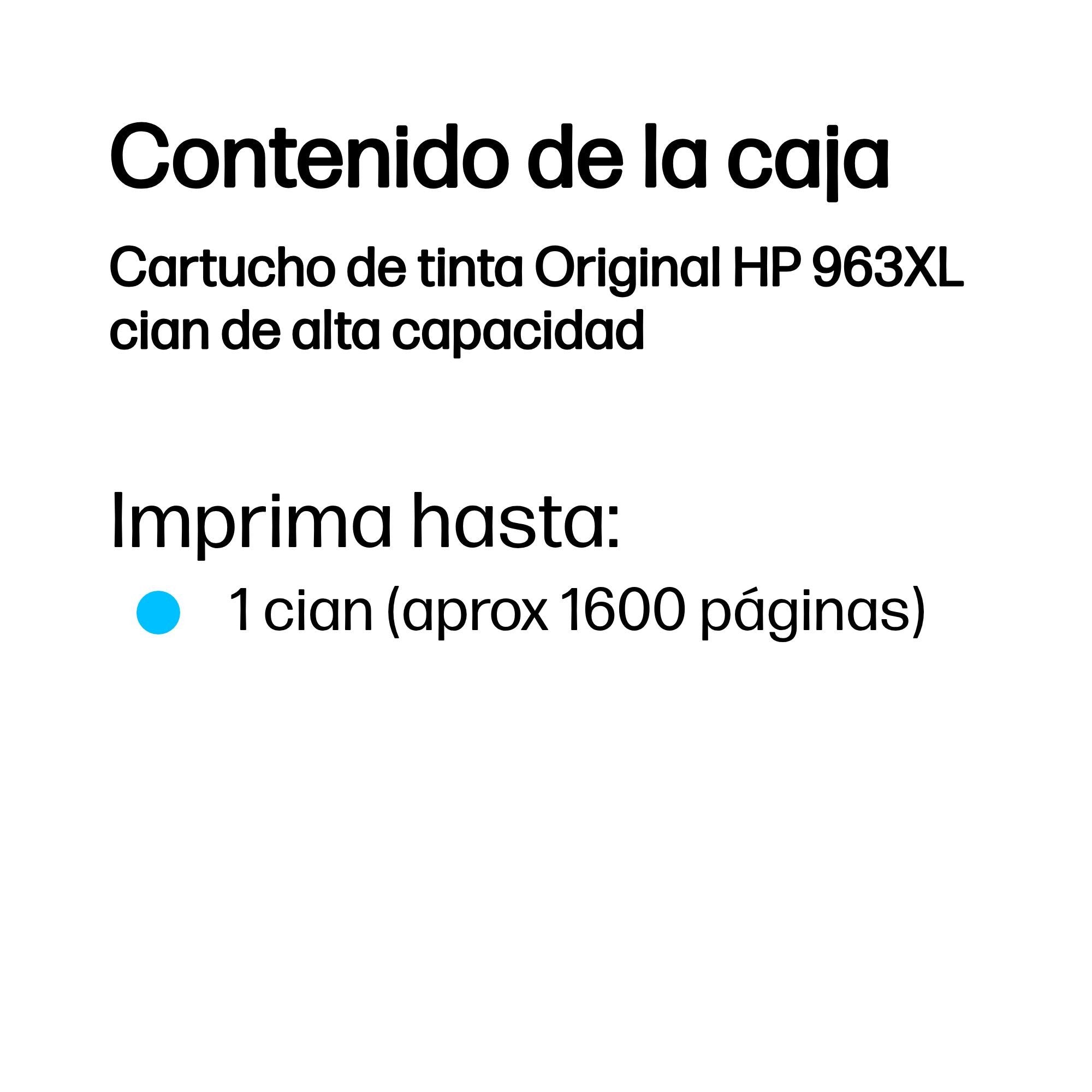 Hp 963xl - 20.5 Ml - Alto Rendimiento - Cian