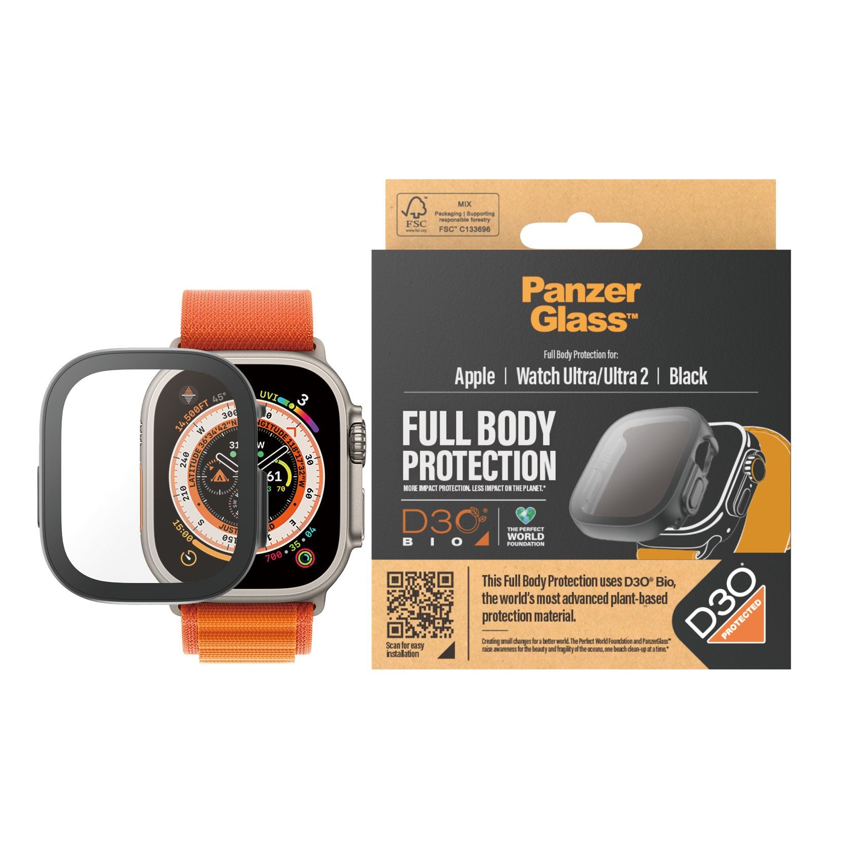 EAN 5711724036910 - PanzerGlass ® Screen Protector Full Body with D3O® Apple Watch Ultra | 49mm | Black Protector de pantalla imagen 2