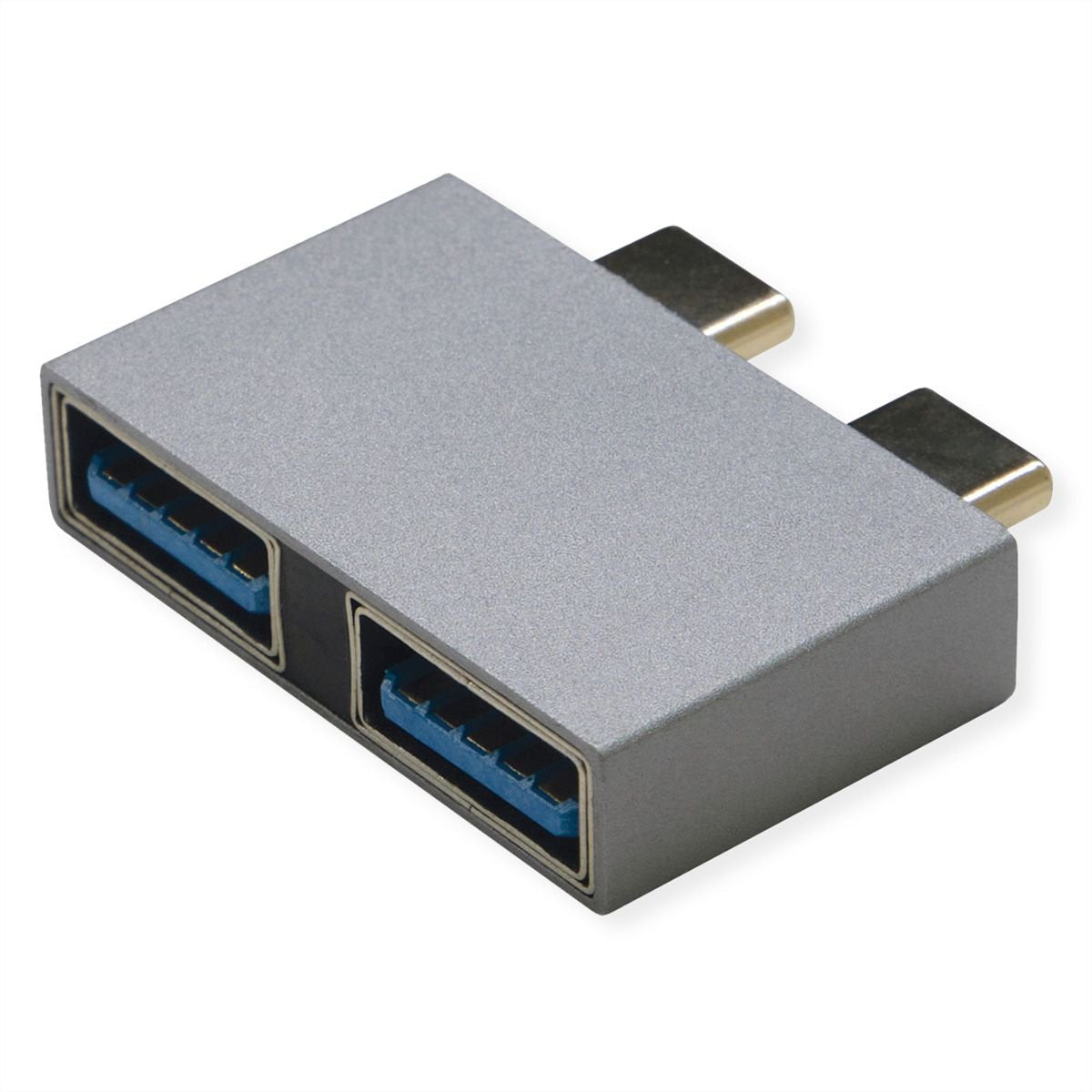 Roline Usb 3.2 Gen 2 Adapter, 2x Usb Typ C - 2x Typ A, St Bu, Silberfarben