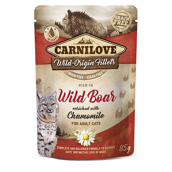 Comida Húmeda Para Gatos Carnilove Cat Pouch  Jabalí, Manzanilla 85 G