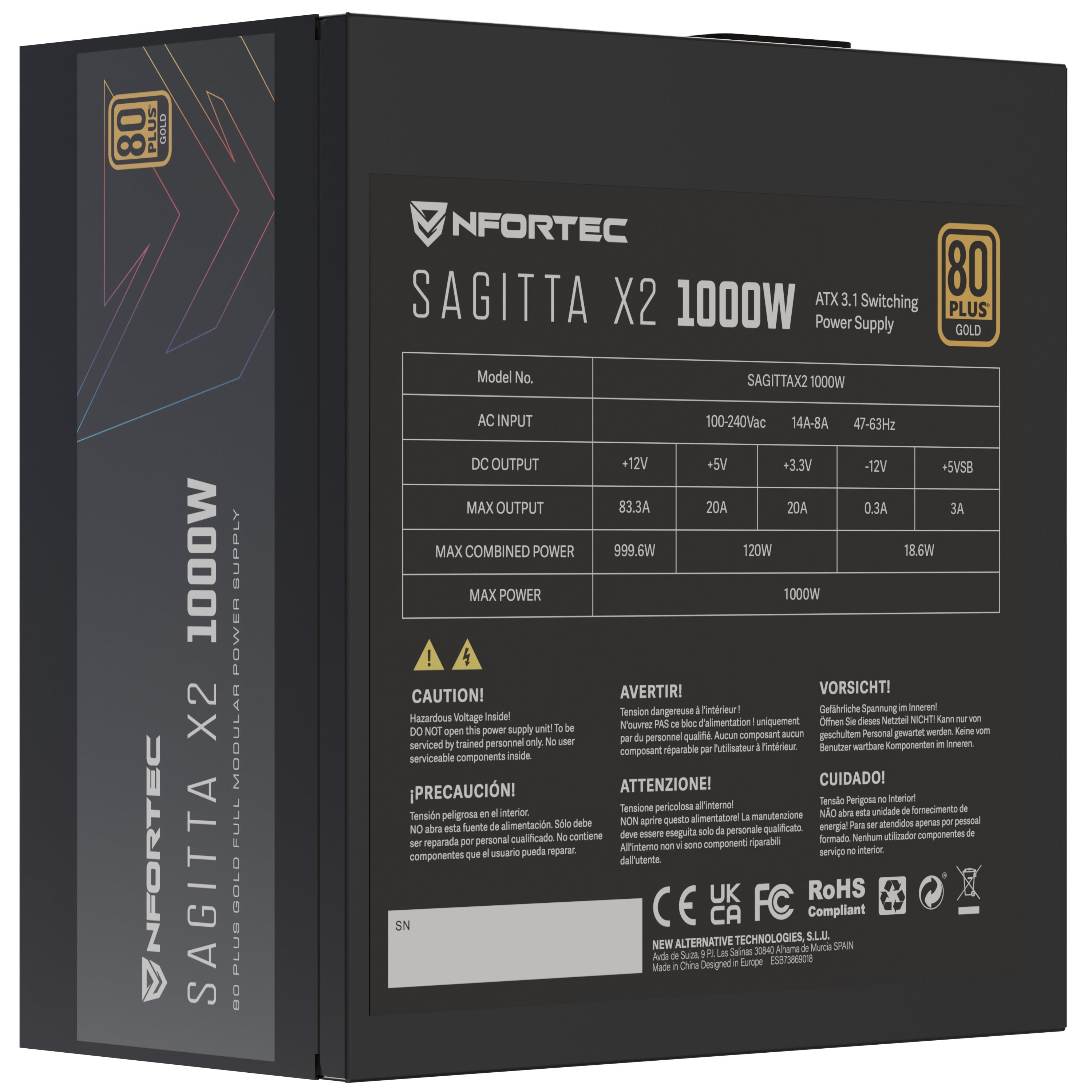 EAN 8435443722448 - Nfortec NF-PSU-SAGITTAX2-FM-1000W unidad de fuente de alimentación 20+4 pin ATX ATX imagen 5