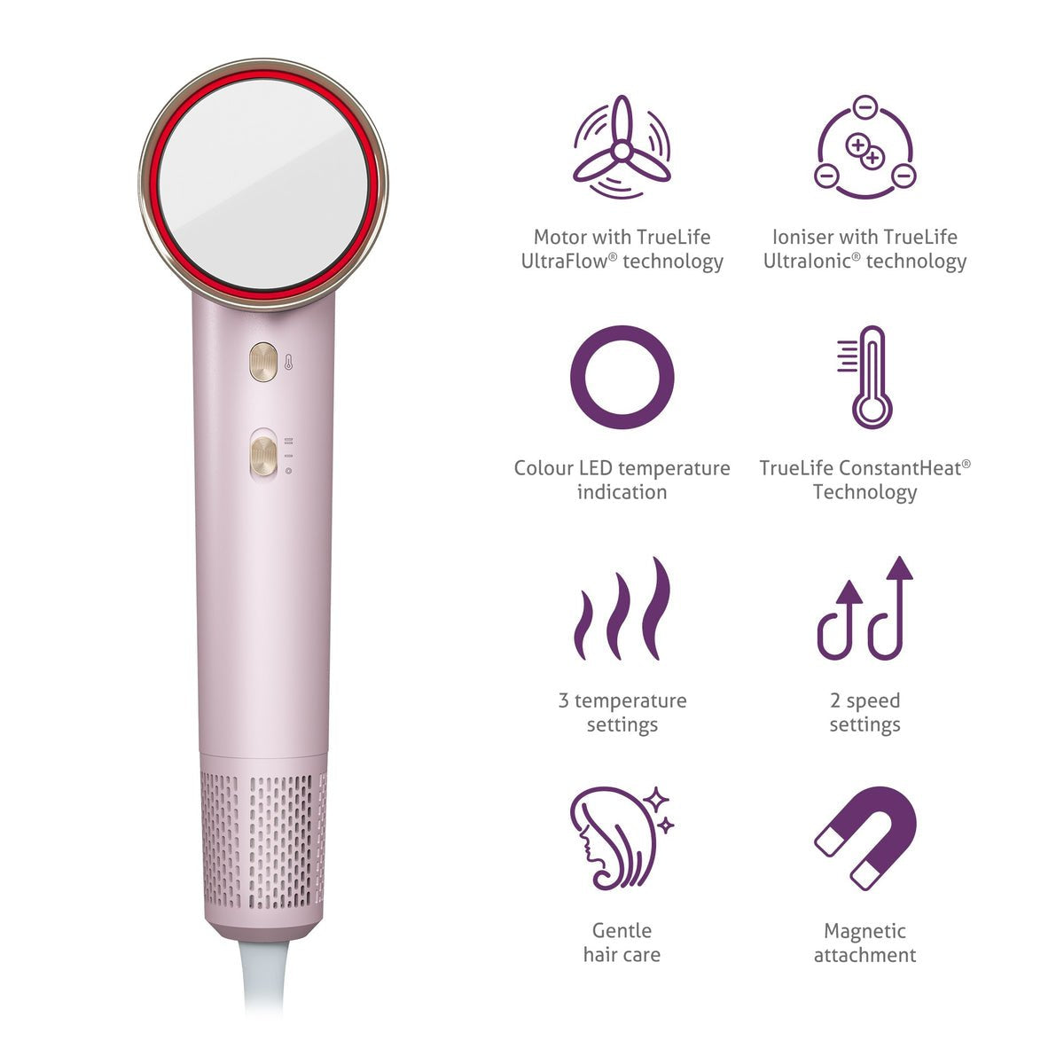 Truelife Hairdryer D6 3xtrockenmufen 2xgeschwindigkeiten Retail