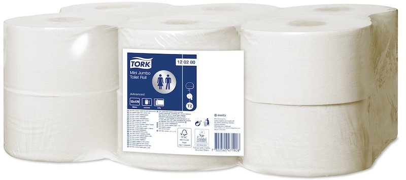 Toilet Paper Tork Advanced Mini Jumbo T2, 2 Sl., 170m, 12 Vnt.