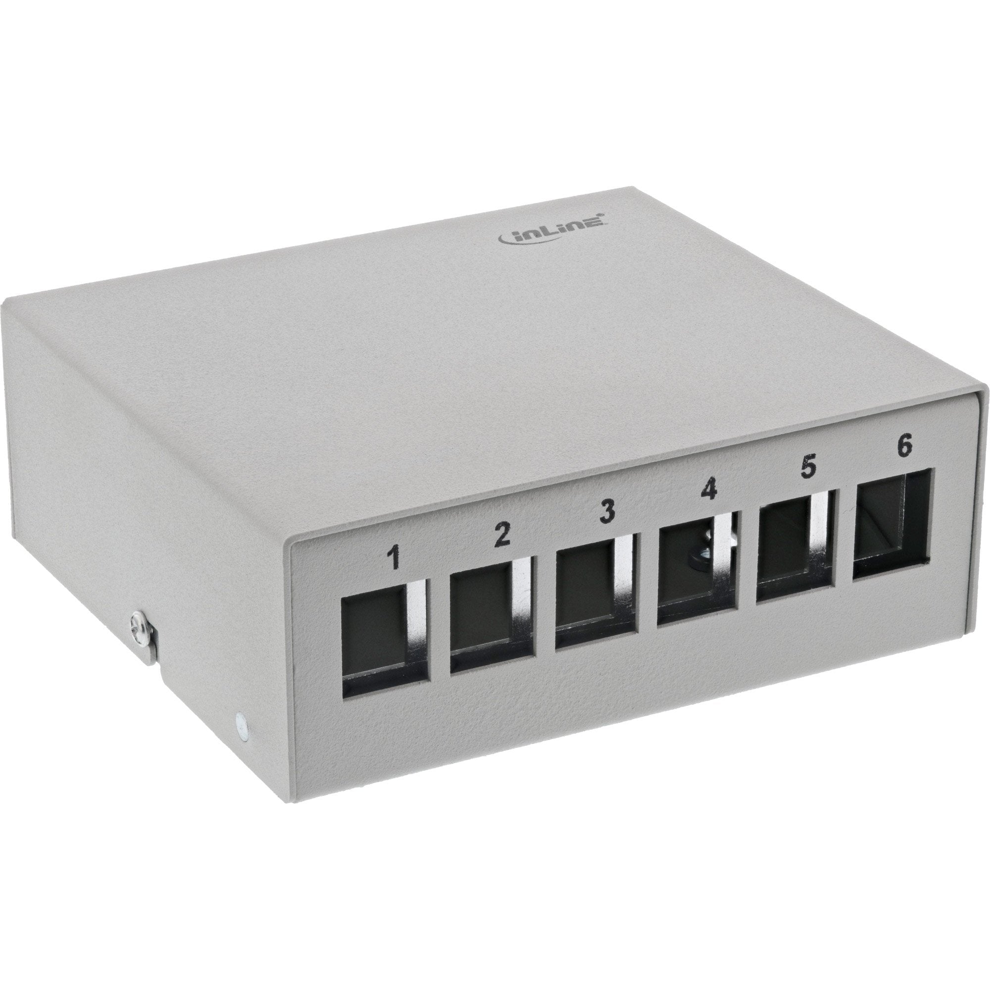 Inline Desktop Point Box 6x Keystone Rj45, Metal, Gris Claro Ral7035