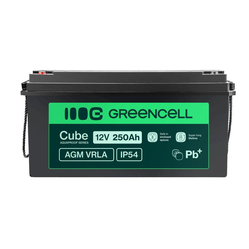 Batería De Mantenimiento Libre Green Cell Cube Agm Vrla Ip54 12v 250ah Para Autocaravanas, Fotovoltaica, Paneles Solares Y Barcos