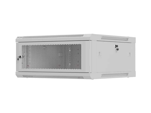 Lanberg Rack Cabinet 19in Wall-Mount 4u 600x600 Flat Pack With Perforated Door Grey