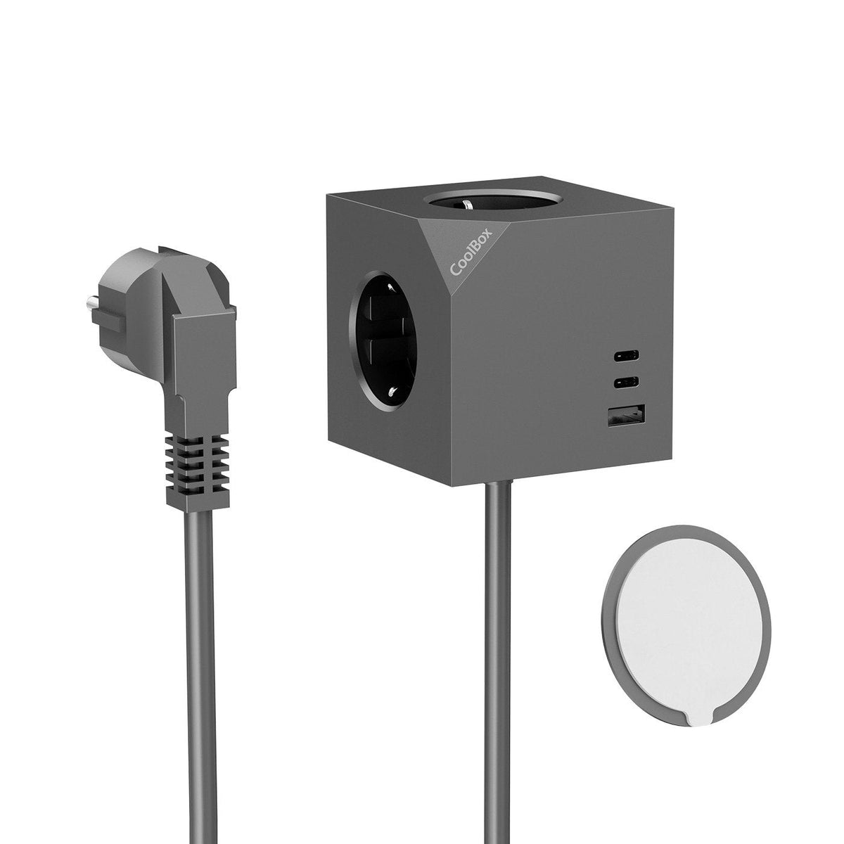 Base 3 Enchufes Cubo Magnetica Con Carga Usb Y Cable Ac Integrado