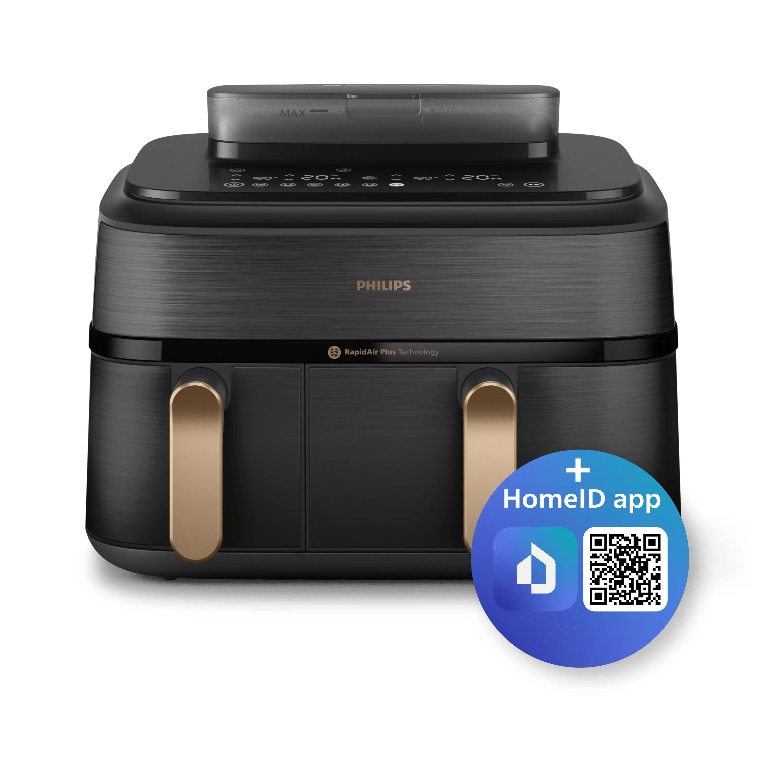 EAN 8720389049286 - Philips 5000 series NA552/00 freidora Doble 9 L Independiente 2750 W Freidora de aire caliente Negro, Oro imagen 2