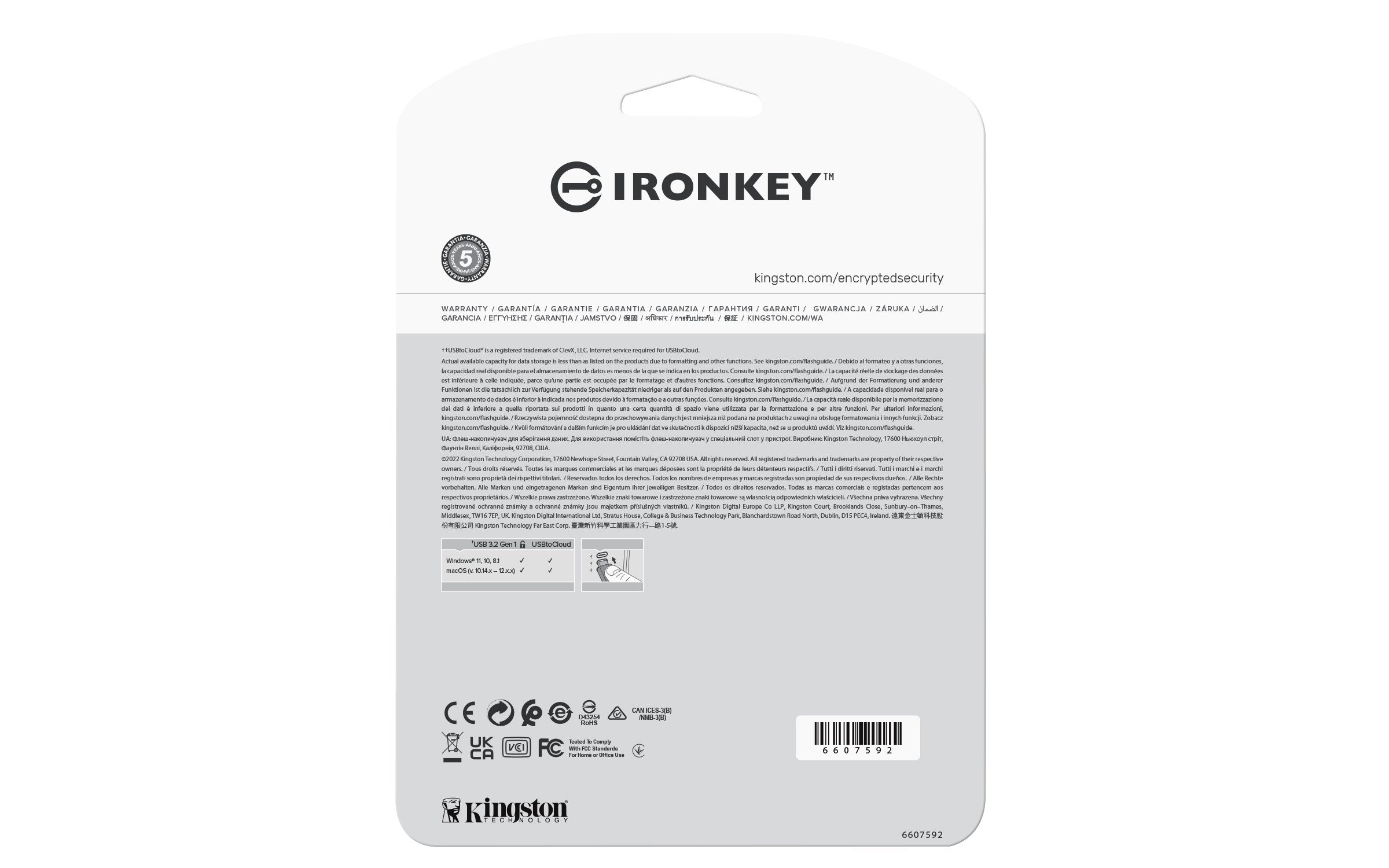 Pendrive Kingston Ironkey Locker+ 50 256gb Usb 3.0 Iklp50/256gb