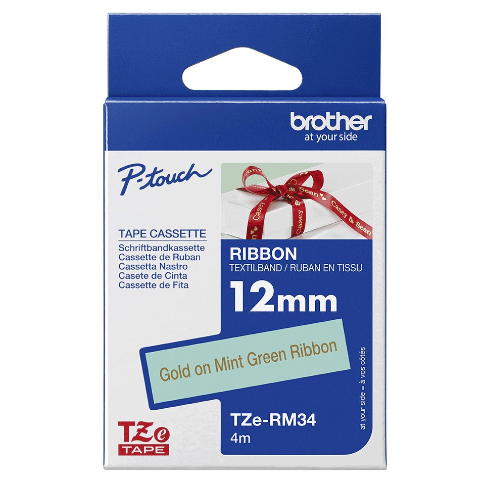 EAN 4977766802369 - Brother TZE-RM34 cinta para impresora de etiquetas Color dorado sobre verde menta imagen 2