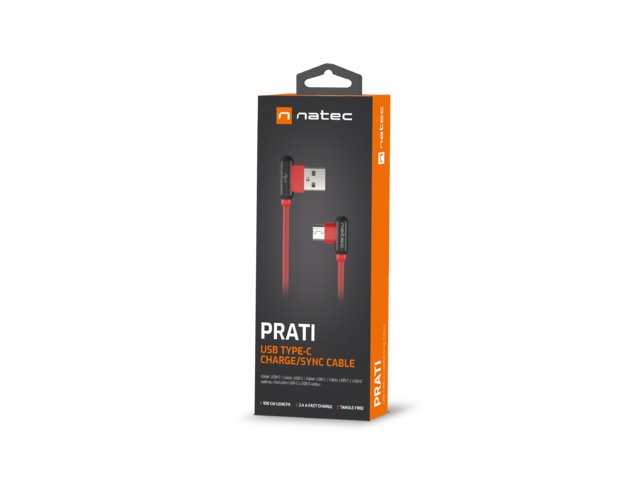 Natec Nka-1201 Extreme Media Cable Usb Typ-C A Usb (M), 1 M, En Ángulo, Rojo