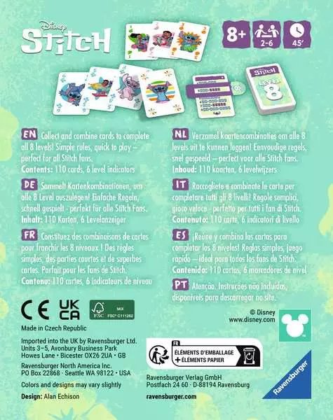 Ravensburger Disney Stitch Nivel 8, Juego De Cartas 24700