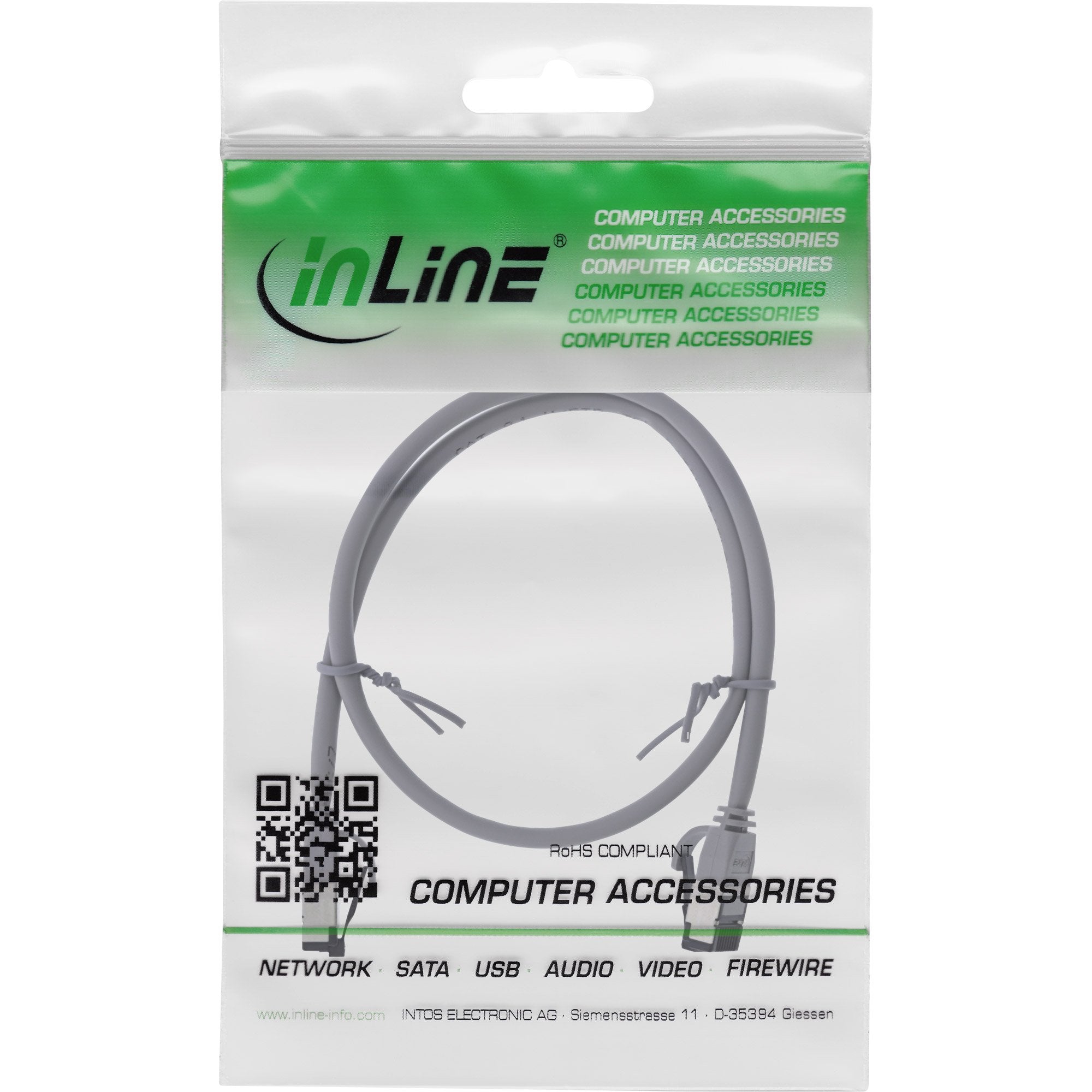 Inline® Cable De Red Slim, U/Ftp, Cat.8.1, Tpe Halogen-Free, Gris 1.5m