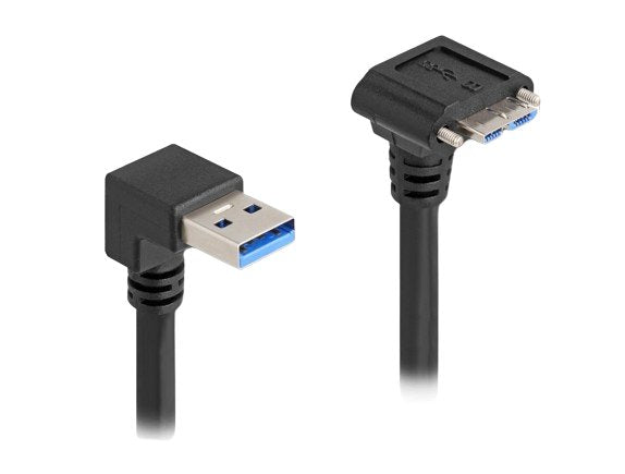 Delock 80482 Cable Usb 5 Gbps Usb Tipo-A Macho 90° Inclinado Hacia Abajo A Usb Micro-B Macho Con Tornillos 90° Inclinado Hacia Abajo 1 M Negro