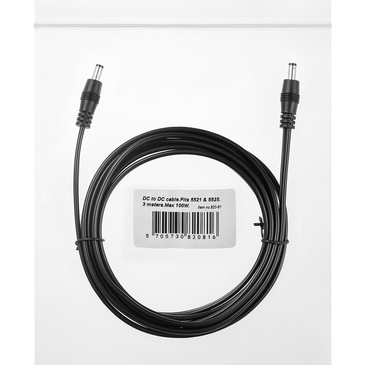 EAN 5705730820816 - Sandberg 820-81 cable de transmisión Negro 0 m 5.5 x 2.1 mm 5.5 x 2.5 mm imagen 3