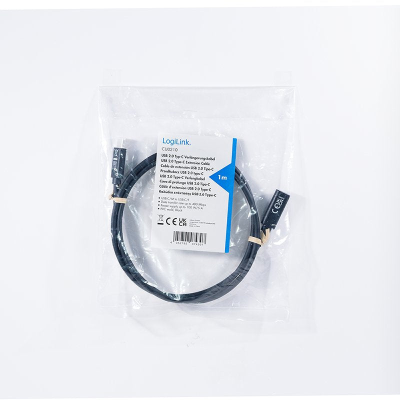 Logilink Usb 2.0 Typ-C Cable C M > Usb-C F, Pd, Negro 1m