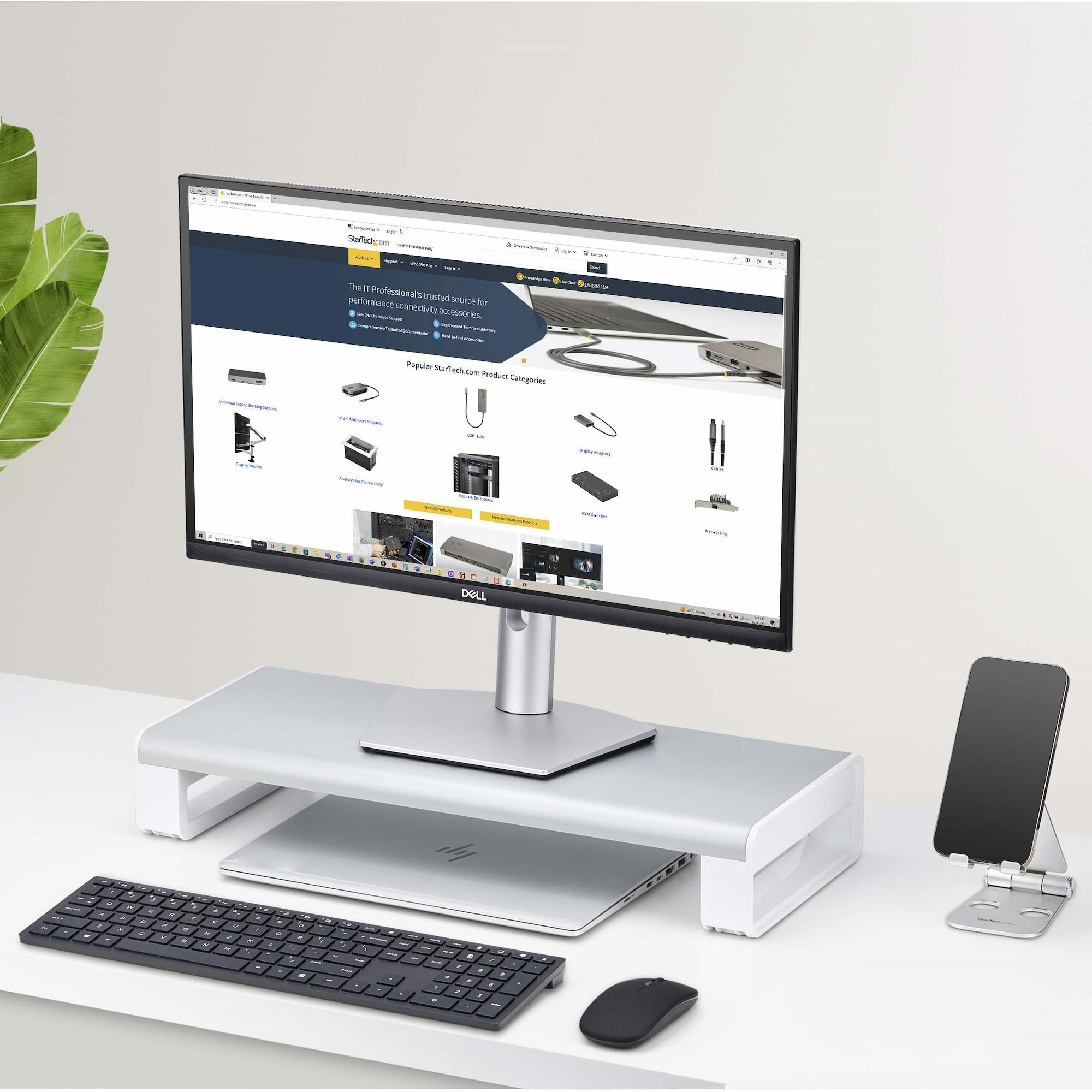 Startech.Com Soporte Elevador Ergonómico Para Portátil O Monitor De Sobremesa - 15kg De Capacidad - 9cm De Altura Fija - Plataforma De Acero