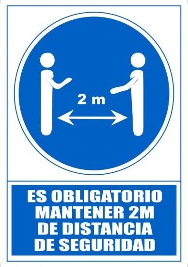 Archivo 2000 Señal "Obligatorio Mantener La Distancia De Seguridad 2m" 210x297 Pvc Azul Y Blanco