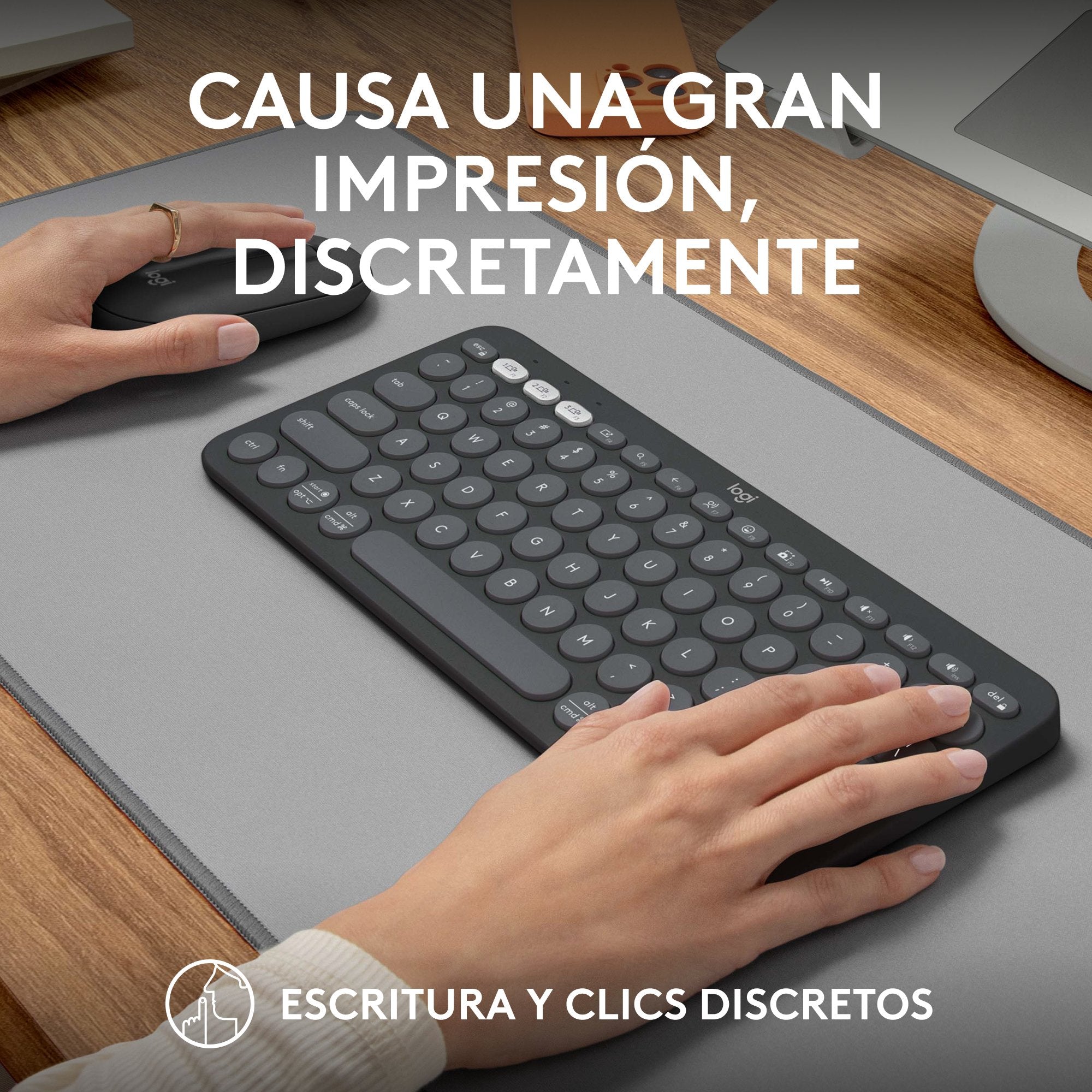 Teclado Español Logitech Pebble 2 Combo  Ratón Incluido Universal Rf Wireless + Bluetooth Qwerty Grafito