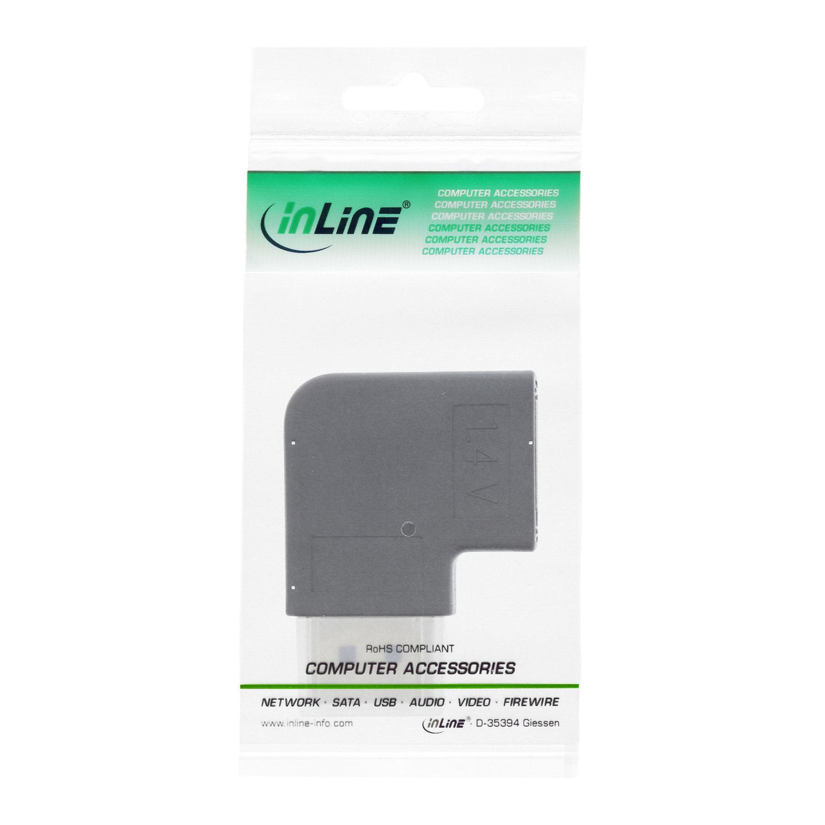 Adaptador Inline Displayport, Displayport Macho/Hembra En Ángulo Izquierdo