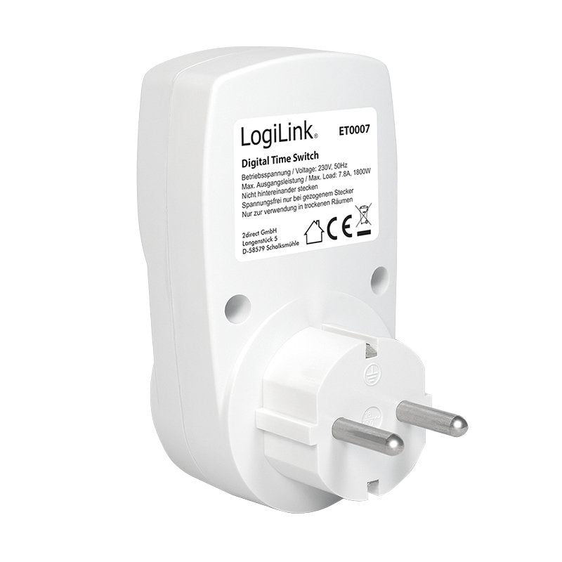 Logilink Et0007 Contador Eléctrico Programador Eléctrico Diario/Semanal Blanco