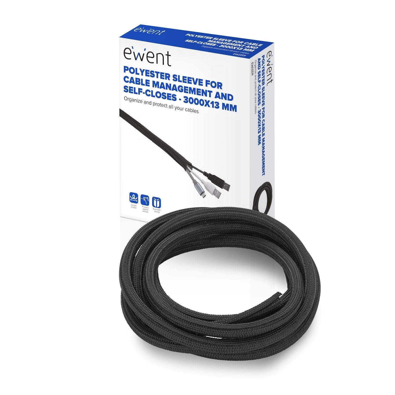 Ewent Manguito De Poliester Auto-Cierre 3000x13mm