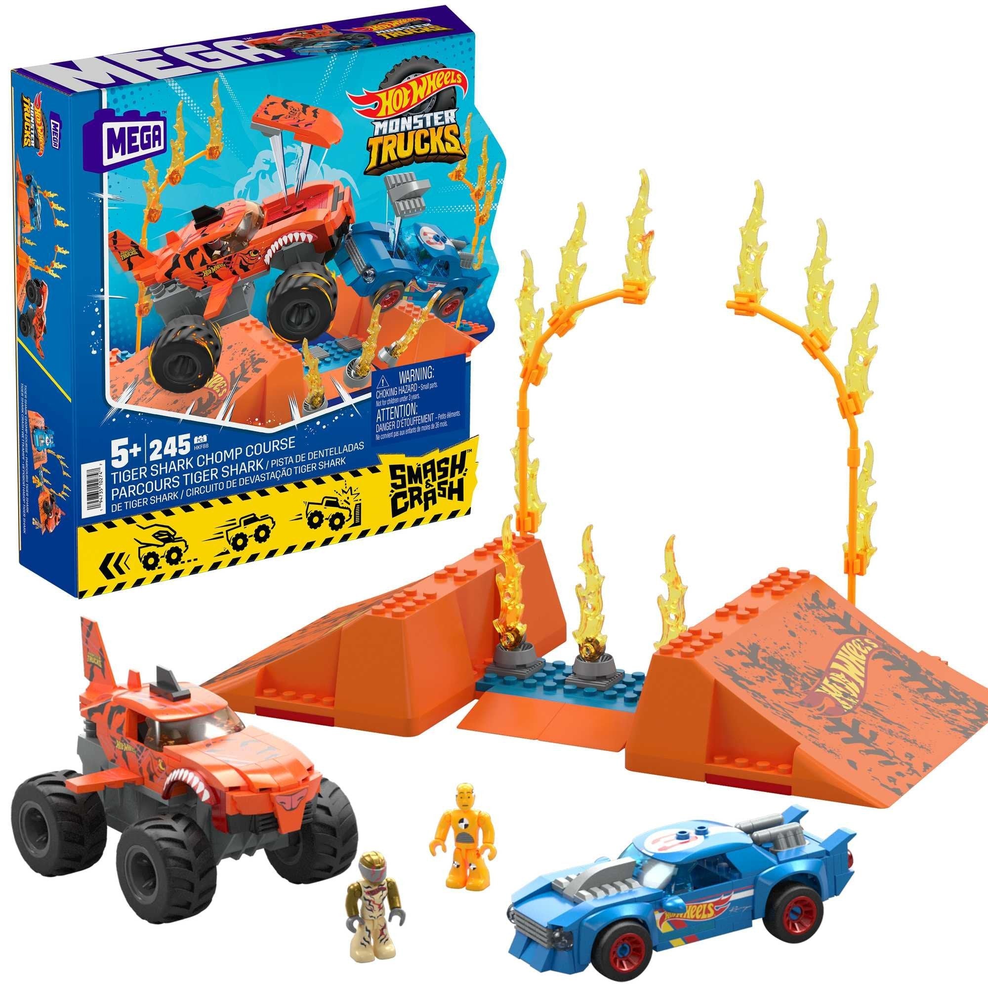 Hot Wheels Monster Trucks Tiger Shark Crash Competición Hkf88