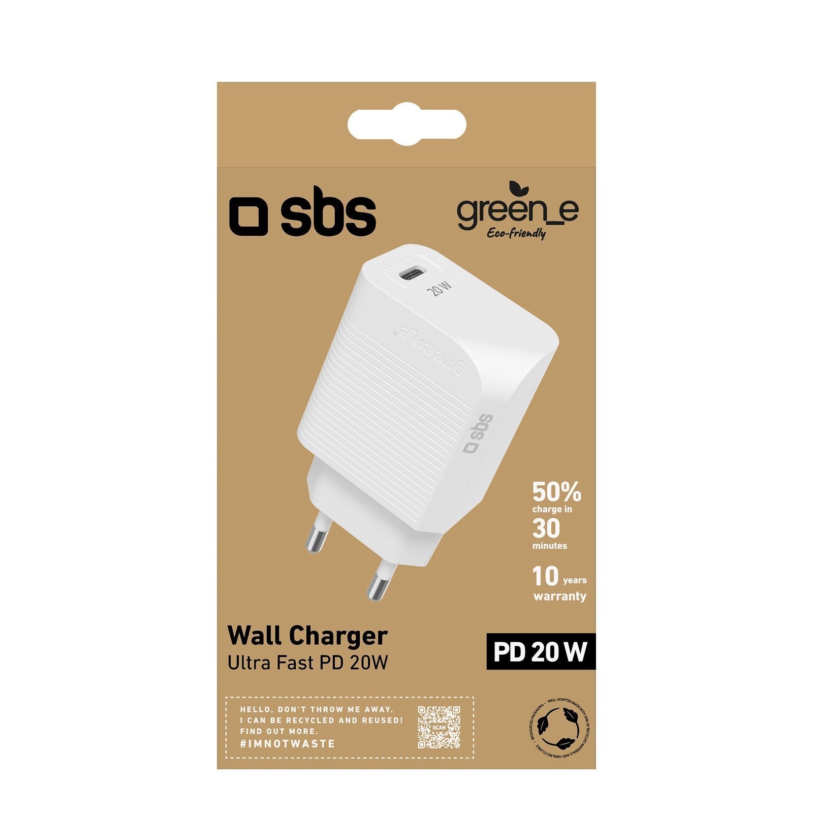 Cargador  Sbs Gretr1cpd20w  De Dispositivo Móvil Blanco Interior