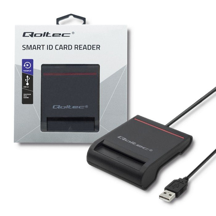 Lector De Tarjetas Externo Qoltec 50642 Smart Chip Id Card Scanner Usb 2.0  Plug&Play Lector De Tarjeta Magnética Usb Negro