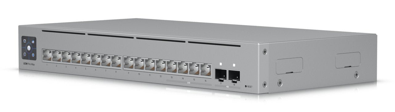 Ubiquiti Usw-Pro-Max-16 Switch Etherlighting Capa 3 Con 4x 2.5gbe, 12xgbe Y 2x Sfp+ 10gb. Montaje En Sobremesa, Pared Y Rack (Requiere Accesorio De Montaje). Sistema De Refrigeraci&Oacute N Silencioso Y Sin