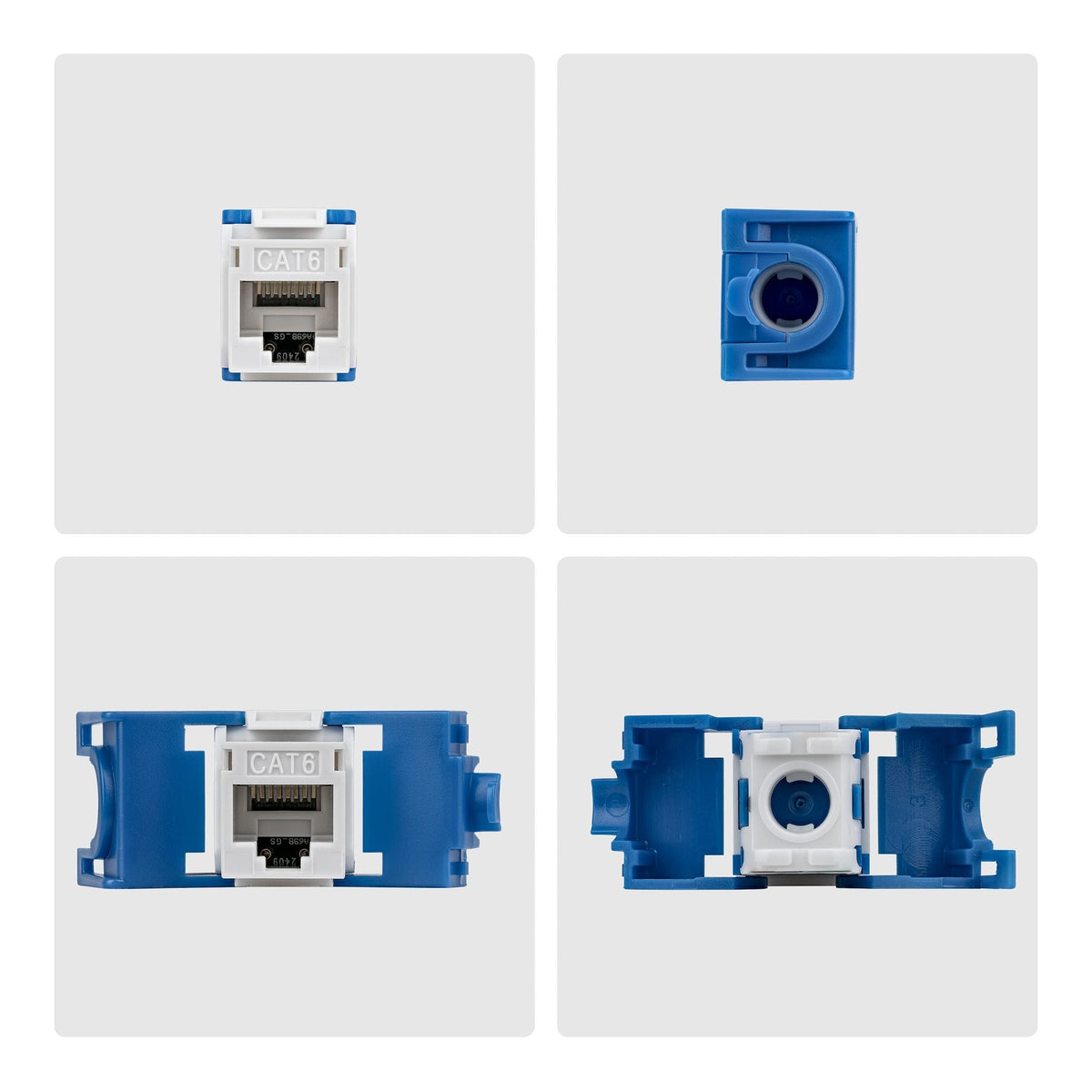 Startech.Com Cat6 Keystone Jack Módulo, Pack De 24 Rj45 Ethernet Keystone Conector Hembra, Utp Cat6 Wandbuchse, 180 Grad, Sin Herramientas, Blanco, Plano, Azul, Blanco, Rj-45, Conector Hembra, Conector Hembra, 10gbase-T