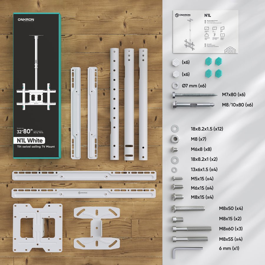 EAN 4603728443454 - ONKRON N1L-W soporte para TV 2,03 m (80") Blanco imagen 3