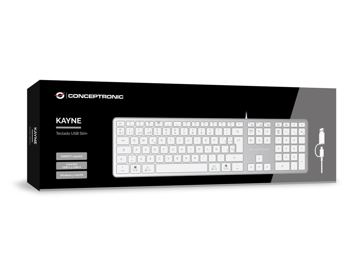 Conceptronic Usb Teclado Slim Usb-A/Usb-C Layout Es Ws