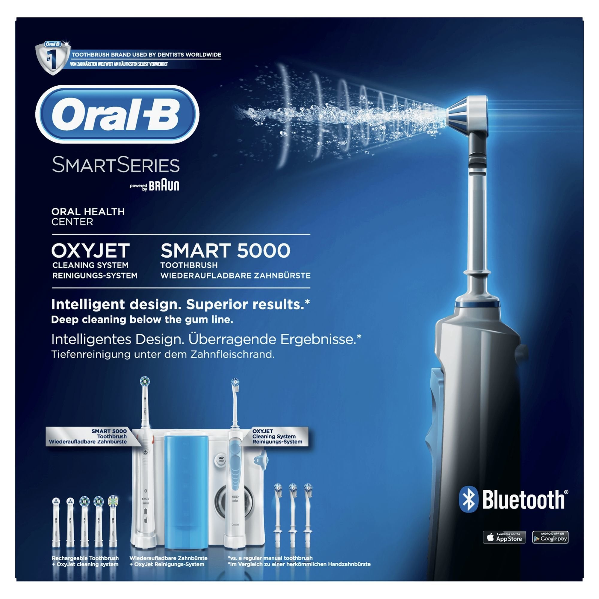 Centro Dental Braun Oc 601 (Oxyjet + Smart 50000) Incluye Mango Cepillo Electro + Oxyjet Irrigador + 4 Cabezales Oxyjet + 6 Cabezales Recambio