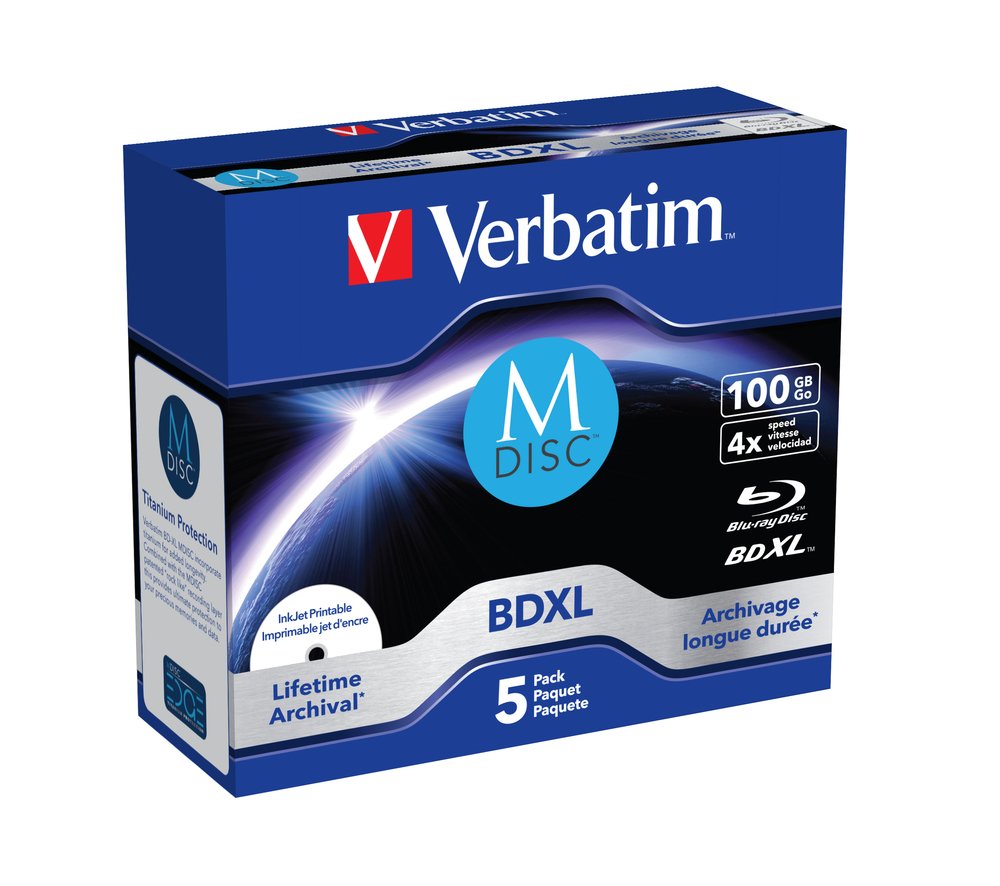 1x5 Verbatim M-Disc Bd-R Blu-Ray 100gb 4x Speed Inkjet Print. Jc