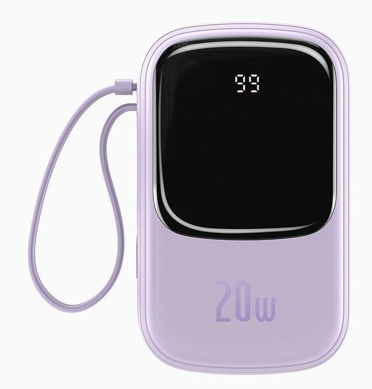 Power Bank  Baseus Qpow 20000mah, Ip, Usb, Usb-C, 20w Z Kablem Ip Fioletowy