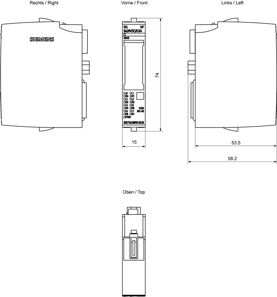 Siem 6es7132-6bf01-0ca0 Simatic Et 200sp Dig.Ausgangsmodul Dq 8x24vdc