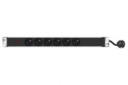 Power Strip 19" - 6 Ways - 1u  - With Led Power