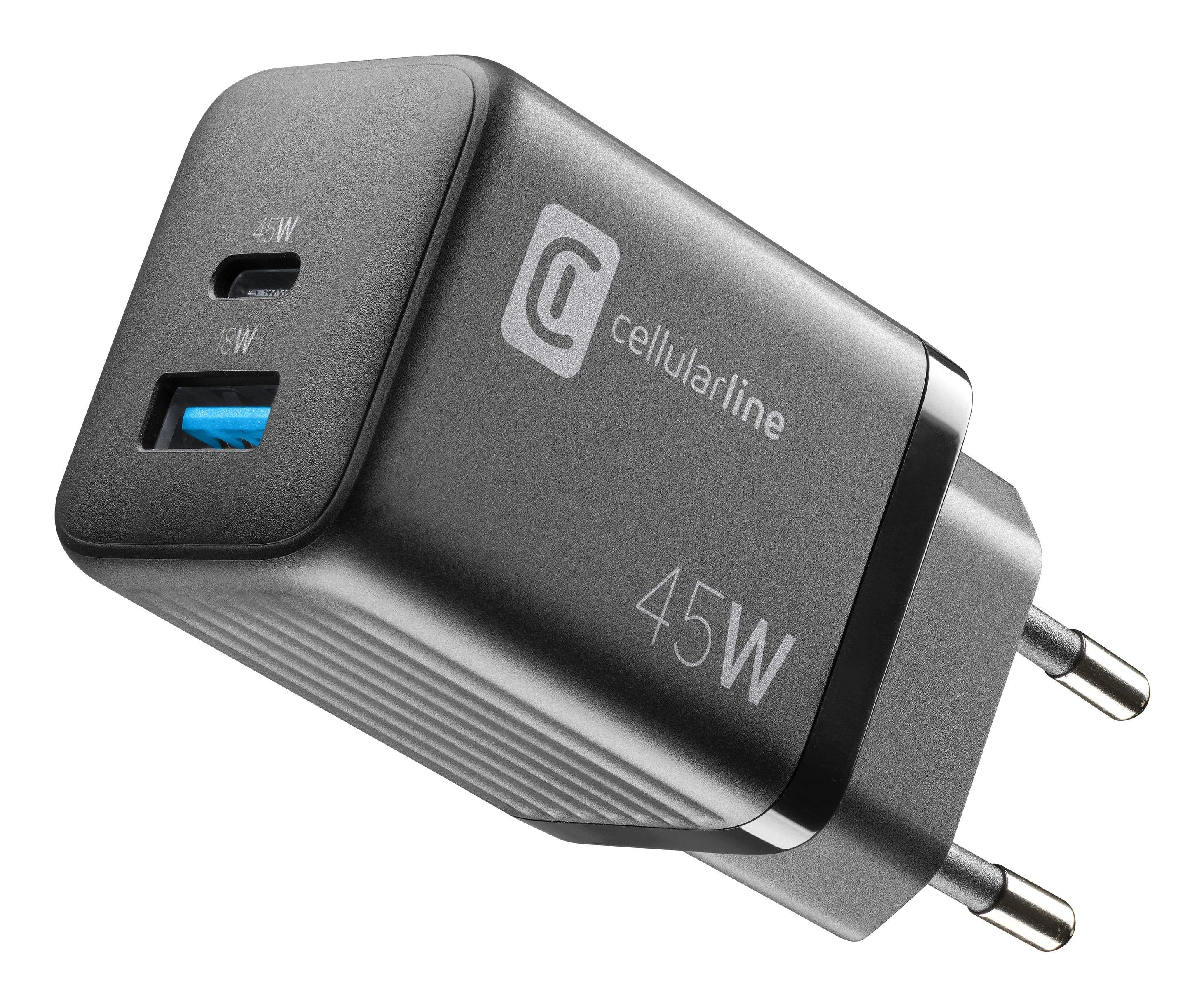 Cellularline Charger Multipower Micro 45w Gan 2 Ports Negro