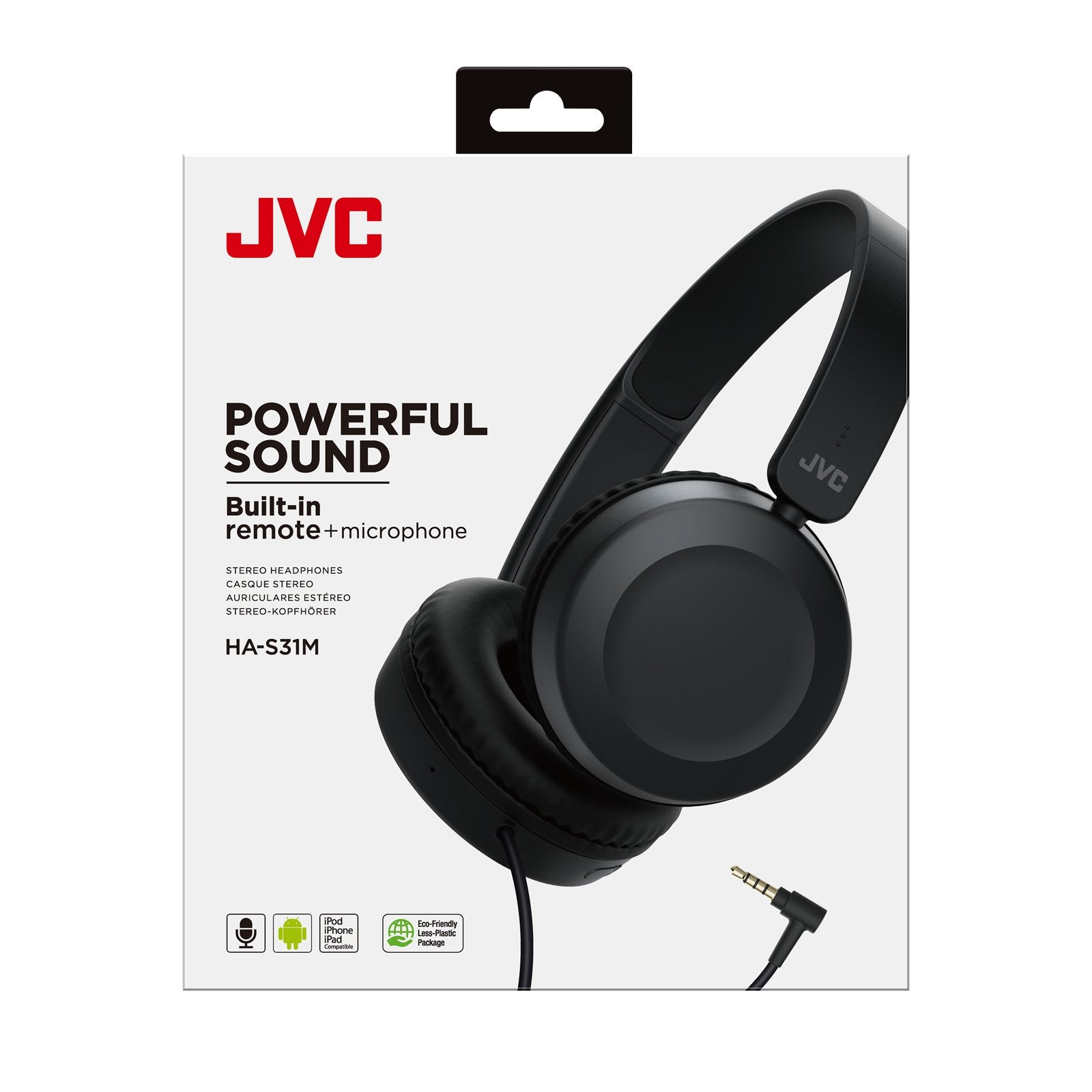 Jvc Ha-S31m-B, Auriculares, Diadema, Negro, Binaural, Botones, 1,2 M