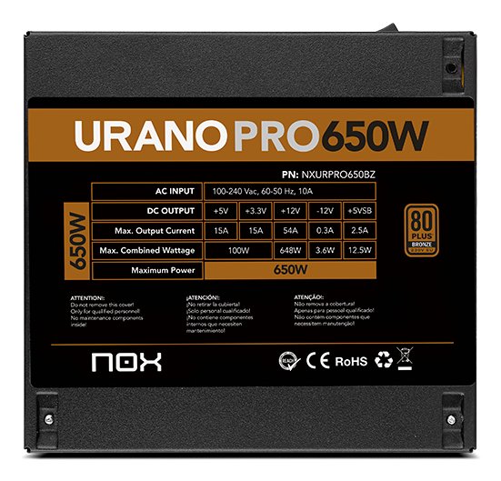 Fuente Alimentacion Atx Nox Urano Pro 650w Bronze