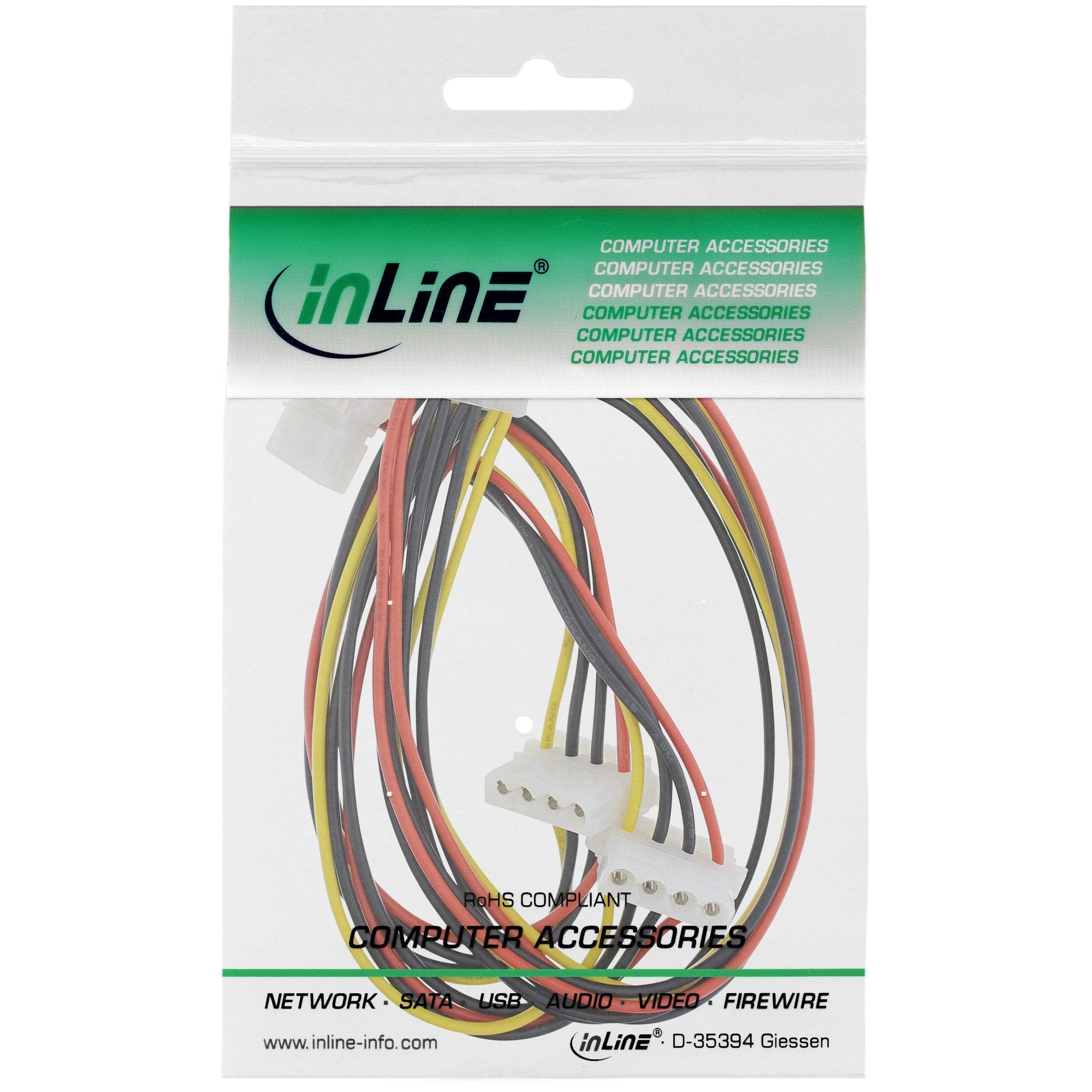 Alimentación Interna Inline 1x Molex De 4 Pines A 4x Molex De 4 Pines 0,45 M + 0,55 M