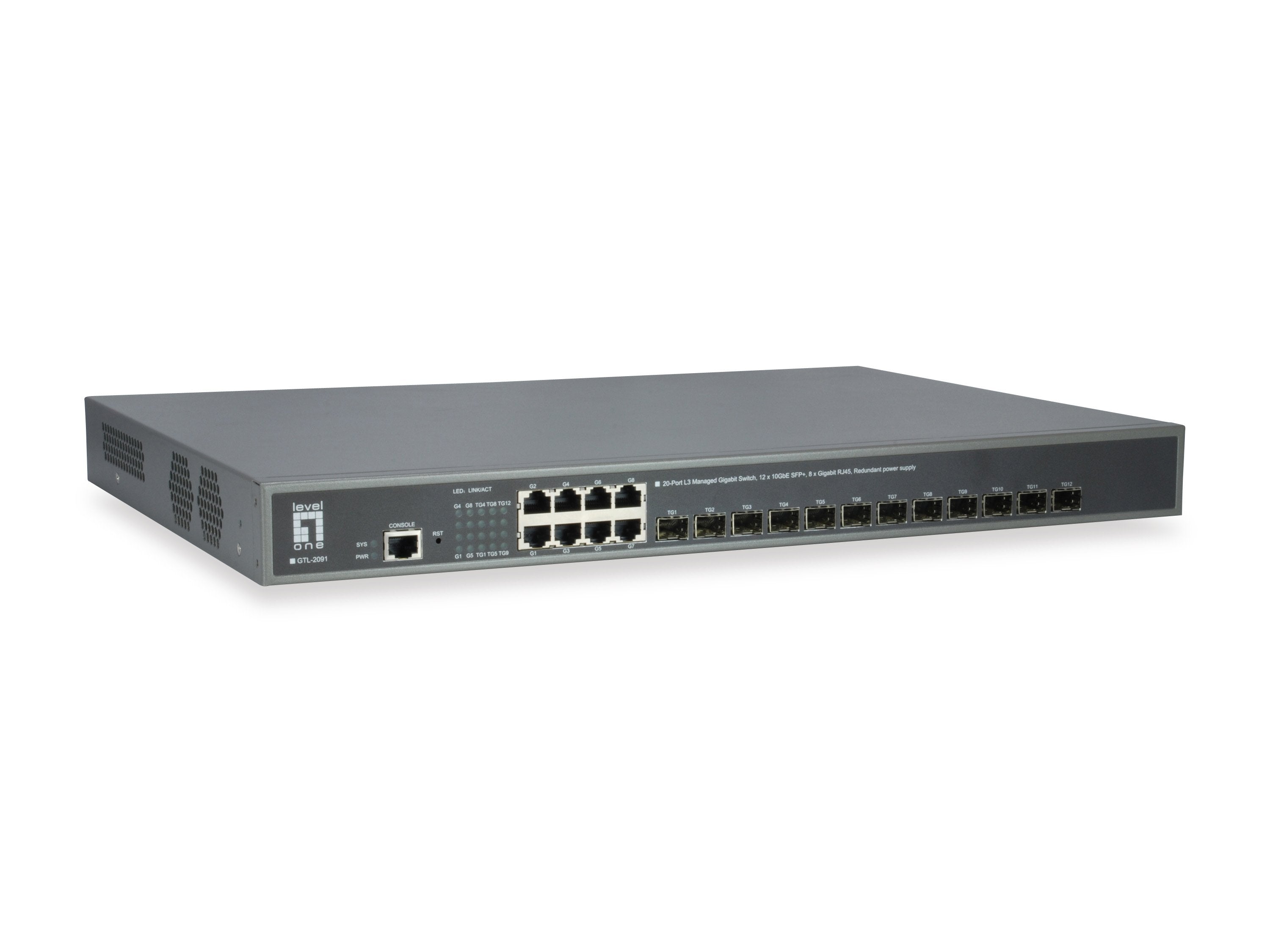 Levelone Switch  8x Ge Gtl-2091     12xgsfp 19"