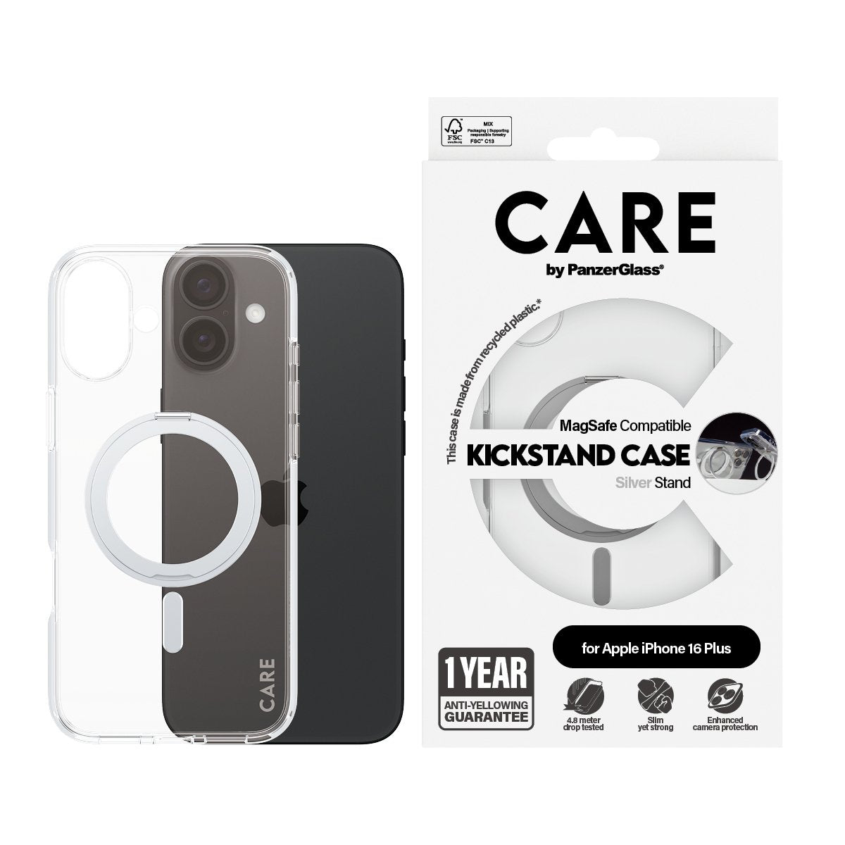 EAN 5715685003899 - PanzerGlass CARE™ by ® Case Transparent w. Silver Kickstand & MagSafe iPhone 16 Plus funda para teléfono  imagen 2