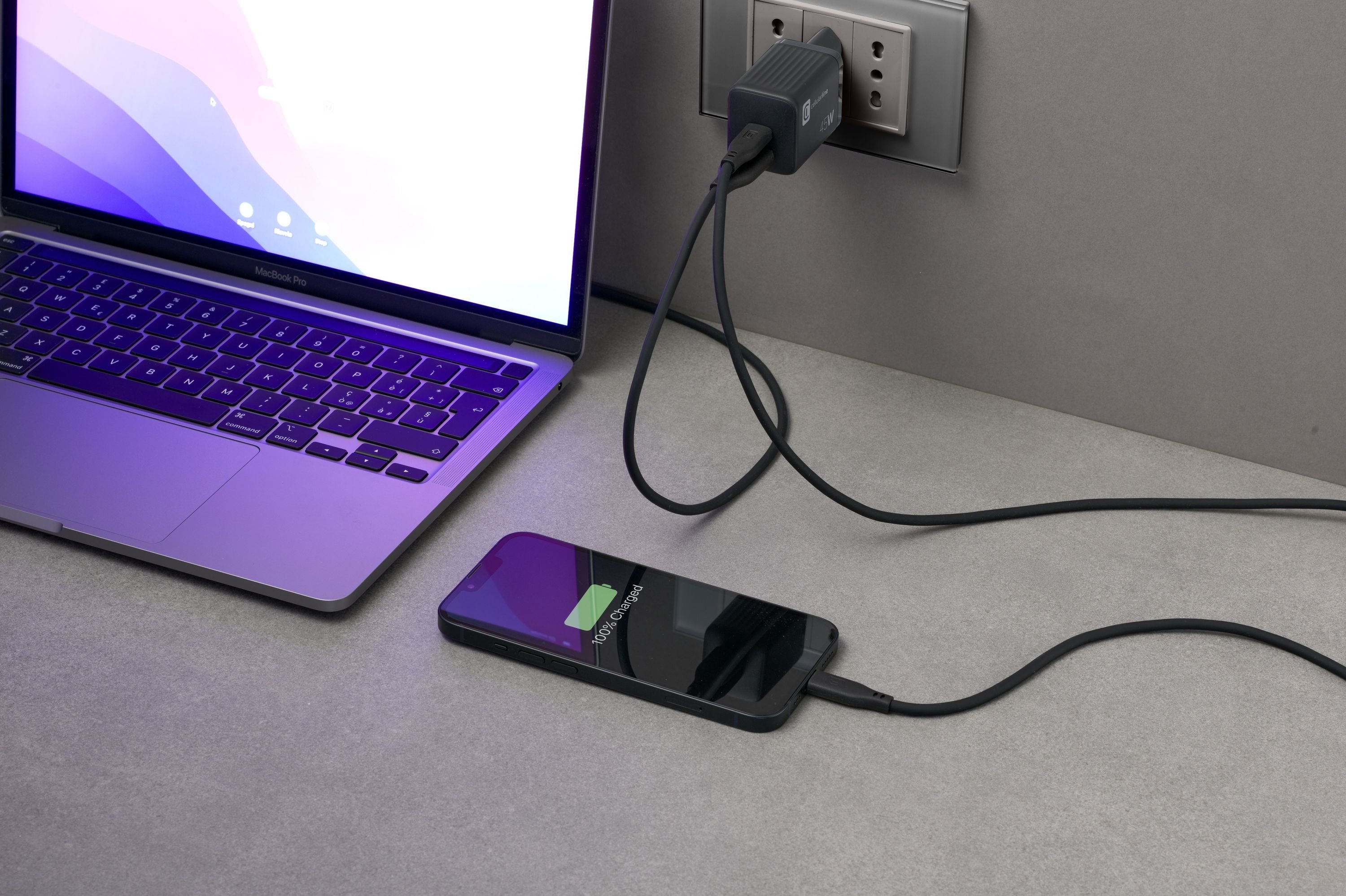 Cellularline Charger Multipower Micro 45w Gan 2 Ports Negro