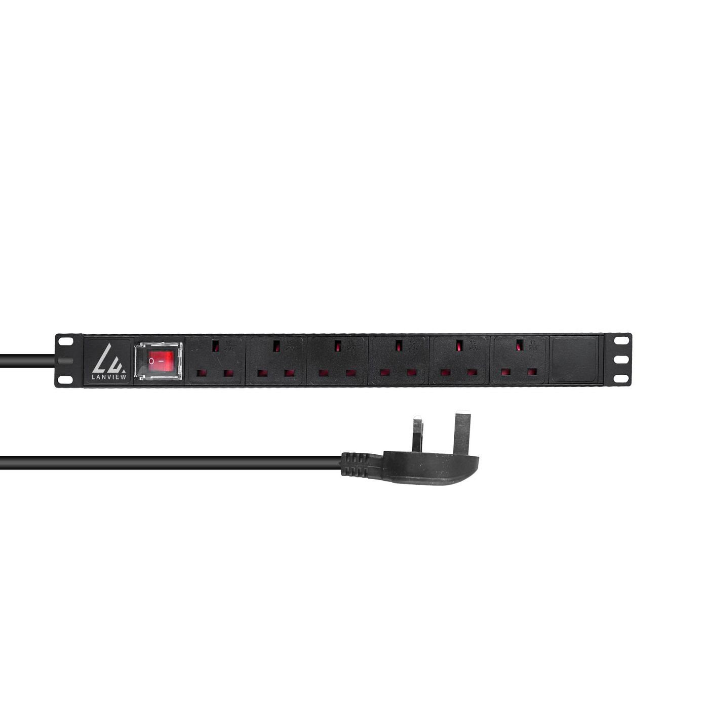 Uk Rack Mount Power Strip - 19, 1,4u, 13a With 6 X Uk - Socket And 3m Cable With Uk Plug - Warranty: 300m